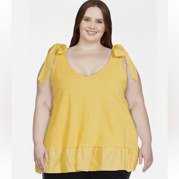 Terra & Sky Yellow Tie Front Sleeveless Tank - Picture 1 of 15